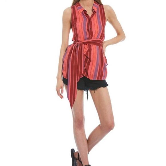 NWT Free People Sleeveless Blouse Womens Size Small Mackenzie Wrap Button-Up Top - Picture 4 of 16